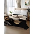 thumbnail image 2 of Gold Black Flower California King Size Flat Sheet, Wrinkleproof & Fadeproof Cooling Flat Bed Sheet Only, Blossoming Botanical Prints Leaf Breathable Soft Bedding Top Sheets 108 x 98 Inches, 2 of 8