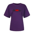 thumbnail image 2 of WREESH Fashion Women's Love Heart T-Shirts Casual Pullover Short Sleeve Graphic Tops Purple, 2 of 5