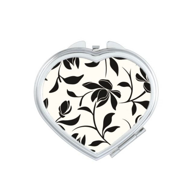 Flower Vine Drawing Art Heart Mirror Travel Magnification Portable Handheld Pocket Makeup