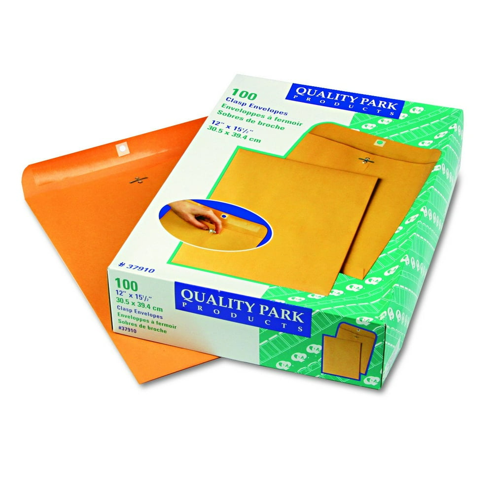 37910 Clasp envelopes, 12x151/2, 28lb, Brown Kraft, 100/Box, Rugged