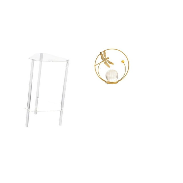 Mesa Auxiliar Minimalista De Acrílico Transparente Con Escultura De Bola De Cristal, Figura De Metal, Mesita De Noche Moderna, Mesa Auxiliar Para Sala De Estar Y Dormitorio.
