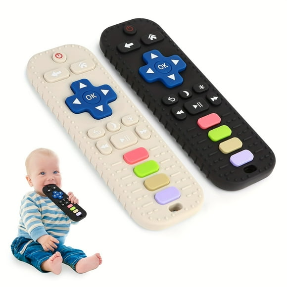 2pcs Teething Toys for Babies, Mother's Day Gifts, Baby Products, Silicone Teething Toys for 612 Months, Cute Remote Control Shaped Teething Toys, Soft Chew Toys, BPA Free, Kids Toys, Toddler Toys