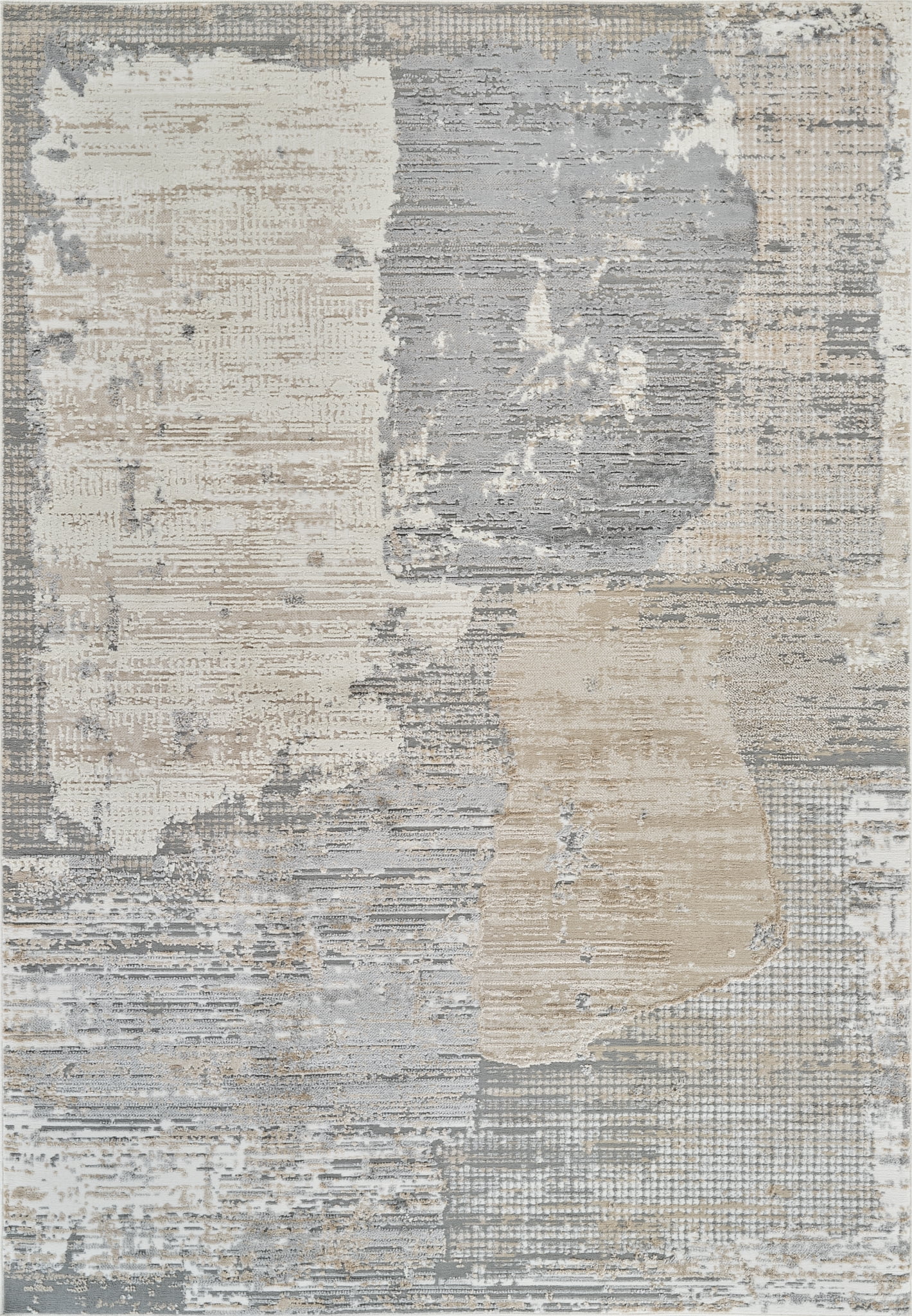Rug Branch Nomad Abstract Indoor Area Rug, Cream Grey, Modern - Living Room, Bedroom, Dining Room, and Kitchen
