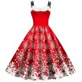thumbnail image 1 of Snowflake Digital Printing Dress Women Suspender Women's Casual Dress, 1 of 2