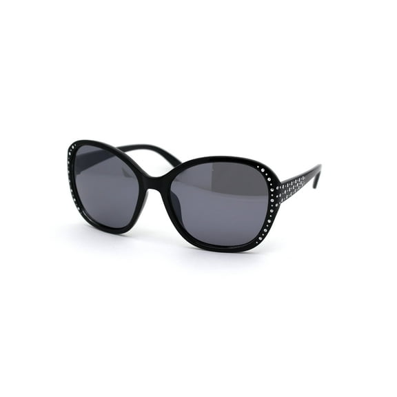 Child Size Girls Sparkling Engraving Plastic Butterfly Sunglasses All Black