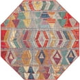 thumbnail image 2 of Unique Loom Outdoor Modern Collection Area Rug - Tamarindo (5' 3" Octagon Multi/Burgundy), 2 of 9