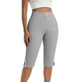thumbnail image 5 of Hurxie Women's Capris Pull-On Stretch Straight Leg Elastic Waist Cropped Dress Pants with Pockets for Golf Yoga Office Work Gray,2XL, 5 of 7