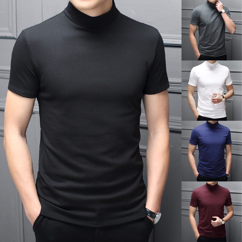 mock neck tee shirt men's