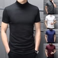 thumbnail image 5 of Fule Men Mock Neck Basic Plain Blouse T-shirt Pullover Short Sleeve Top Bottoming Top, 5 of 9
