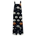 thumbnail image 4 of WTOBBY Women's Sleeveless Cotton Casual Jumpsuit featuring Halloween Print, Breathable and Lightweight for Warm Weather, Ideal for Relaxed Wear,NavyM, 4 of 5