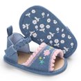 thumbnail image 5 of Baby Girls Sandal Summer Toddler Slipper Shoes 0-24 months Baby Girls Sandals Embroidered Flower Summer Flat Shoes Infant First Walkers Light blue 6-12 Months, 5 of 7