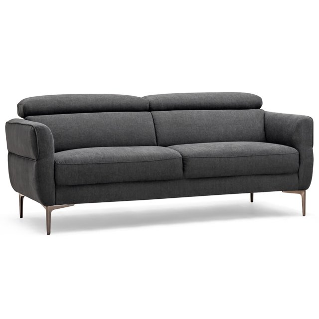 Gymax Causeuse Moderne en Tissu avec Appuie-Tête Réglable, Gris