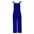 thumbnail image 5 of Jumpsuits for Women Cotton Linen Rompers Solid Color Romper Casual Loose Overalls Jumpsuit Summer Romper with Pockets, 5 of 5