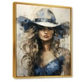 thumbnail image 2 of Designart "Minimalist Blue Cowgirl Artwork II" Cowgirls Floater Framed Canvas Wall Art, 2 of 5
