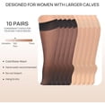 thumbnail image 3 of 20Pairs Plus Size Knee High Stockings for Women 15D Sheer Nylons Socks with Wide Calf, 3 of 6