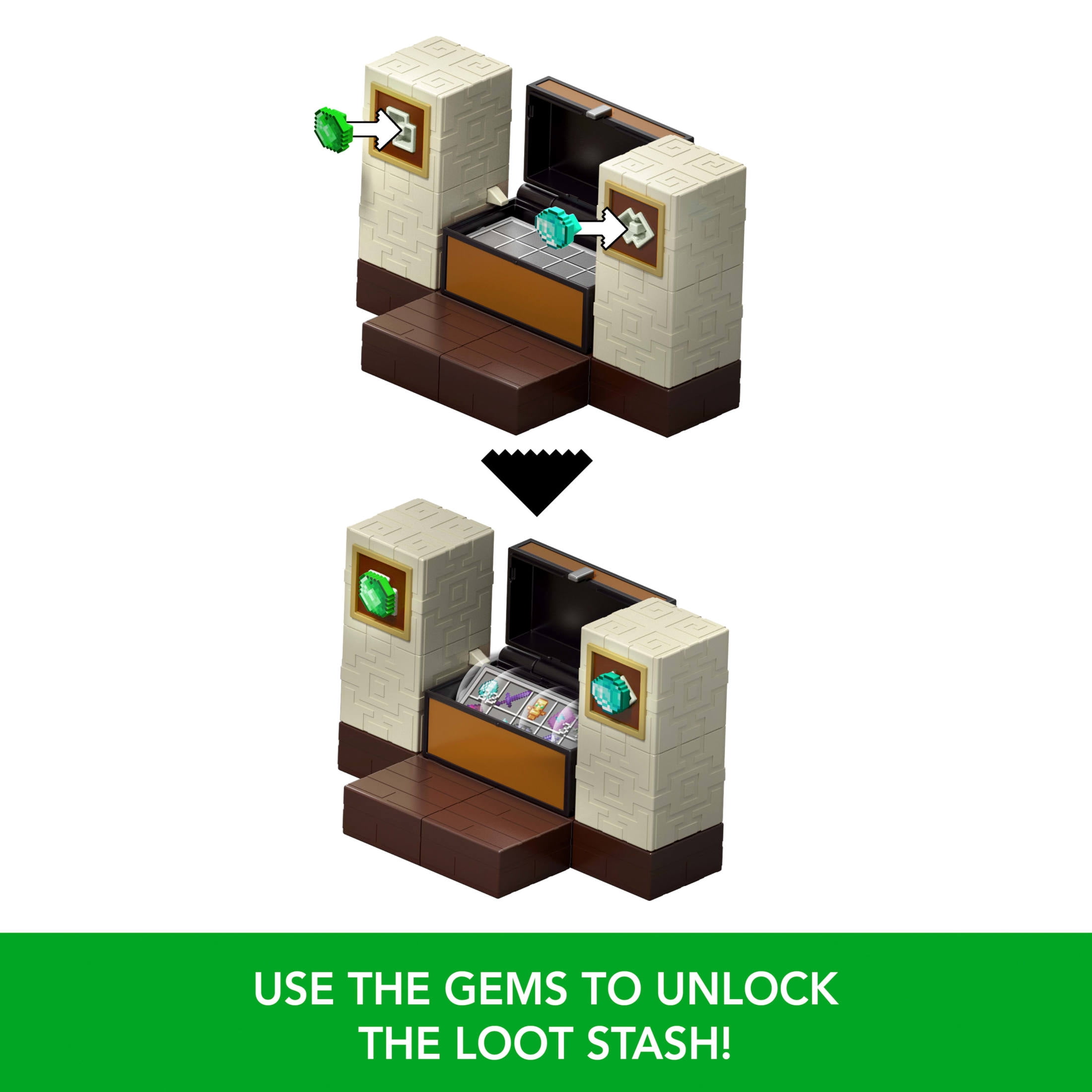 Minecraft Duster's Loot Stash Action Figure & Accessories Set with Hidden Treasure Feature