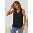 thumbnail image 6 of SHOWMALL Women's Tank Tops Casual Lace Trim Embroidered Hollow Out Full Liner V Neck Summer Sleeveless Shirts, Black, Size Large, 6 of 7