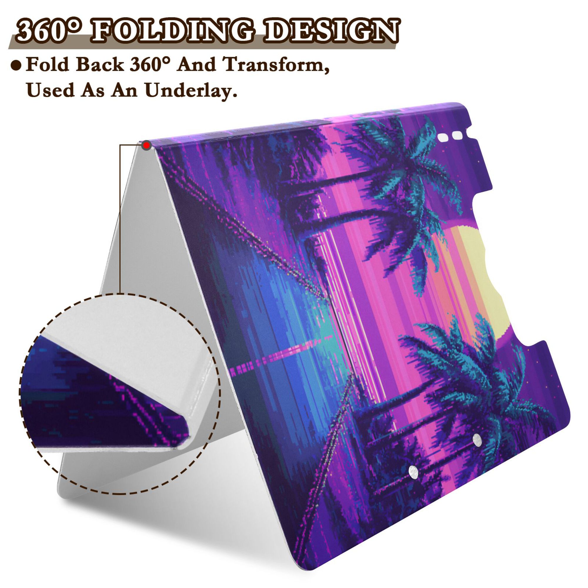 FORMRS A4 Clipboard Folder with Pen Holder Horizontal Foldable School Office Binder, Purple Digital Art