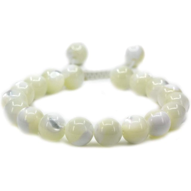 Angelstones Perles Rondes en Nacre 10mm Macramé Tressé Réglable Bracelets Chakra Reiki 7-9 Pouces Unisexe