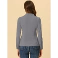 thumbnail image 4 of Camisa abotonada Allegra K cuello alto escote En V recortado Gris S, 4 of 5