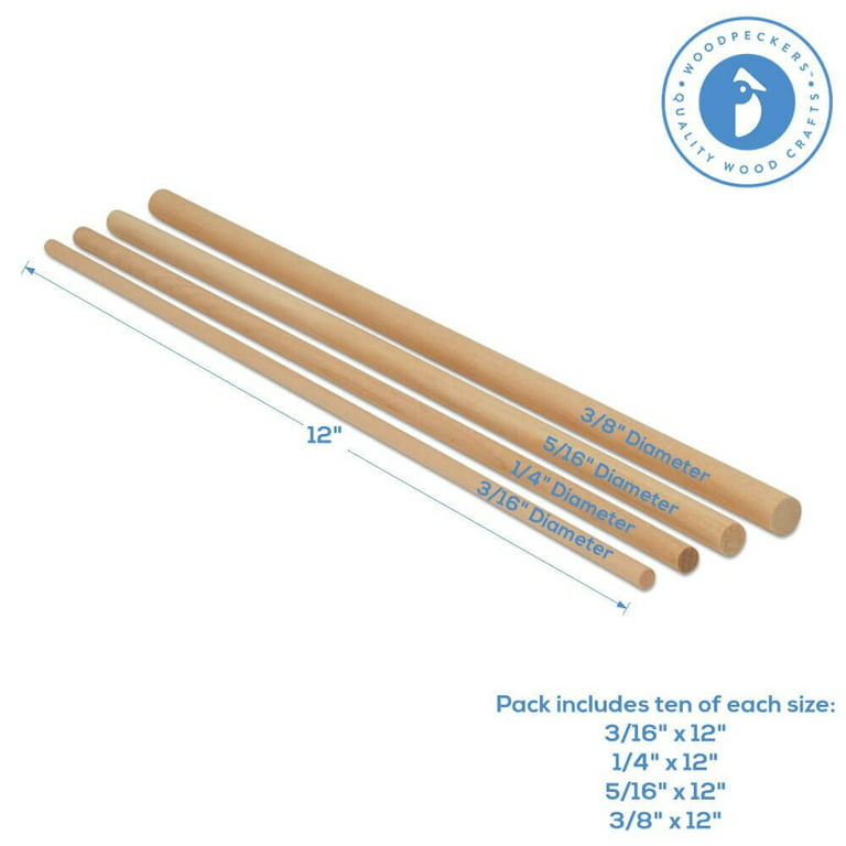 Dowel Rods Wood Sticks Wooden Dowel Rods - 1/4 x 18 Inch Unfinished  Hardwood Sticks - for Crafts and DIYers - 1000 Pieces by Woodpeckers 