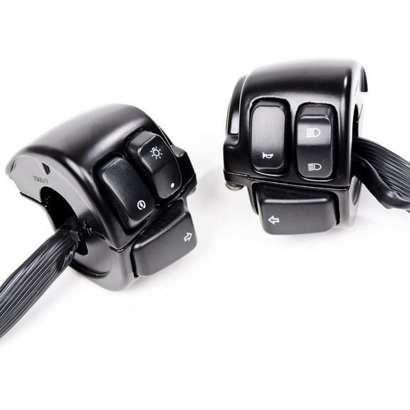 Motorcycle 1" Handlebar Switch Horn Turn Signal Headlight Control Kit with Wiring Harness For 1996-2021 Harley Softail Dyna Sportster V-Rod