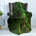 thumbnail image 4 of Jungle Soft Flannel Fleece Throw Blanket, Rainforest in Thailand Foliage Greenery Wooden Pathway Trekking Primeval, Cozy Plush for Indoor and Outdoor Use, 50" x 70", Green Brown, by Ambesonne, 4 of 5