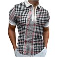 thumbnail image 1 of YDLCAFD Men's Spring and Summer Slim Zipper Collar Shirt Printing Top Lapel Multicolor Printing Short Sleeve Top Blouse, 1 of 2
