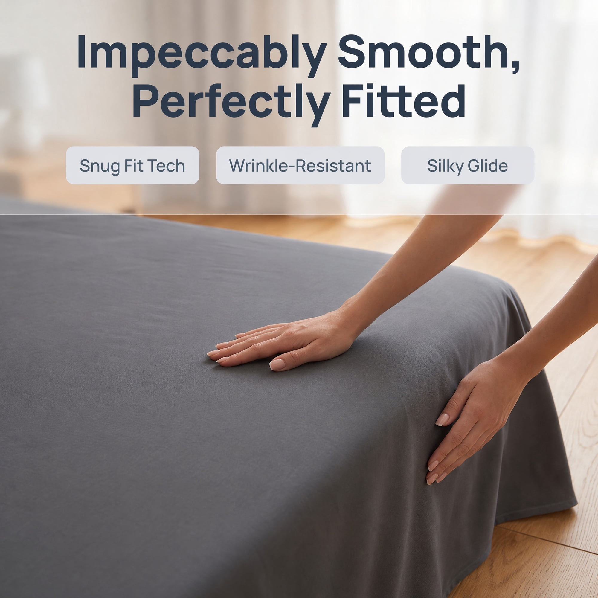 Unique Bargains Microfiber Bed Breathable Flat Sheet Bedding Light Gray 96"x106"
