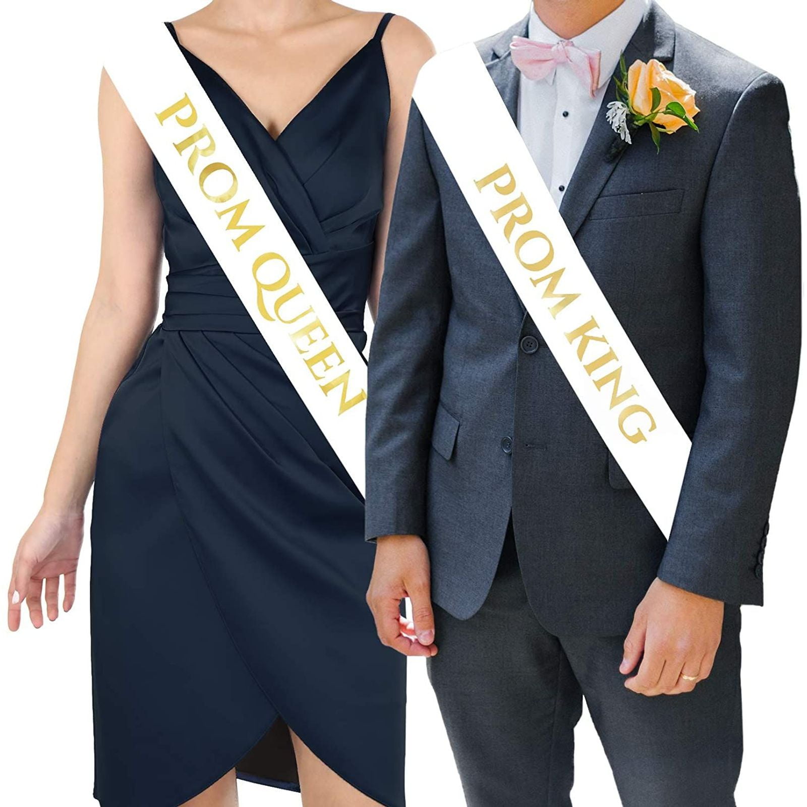 Details about   2 Pack Prom King and Prom Queen Satin Sash Kit School Graduate Party Décor Ac... 