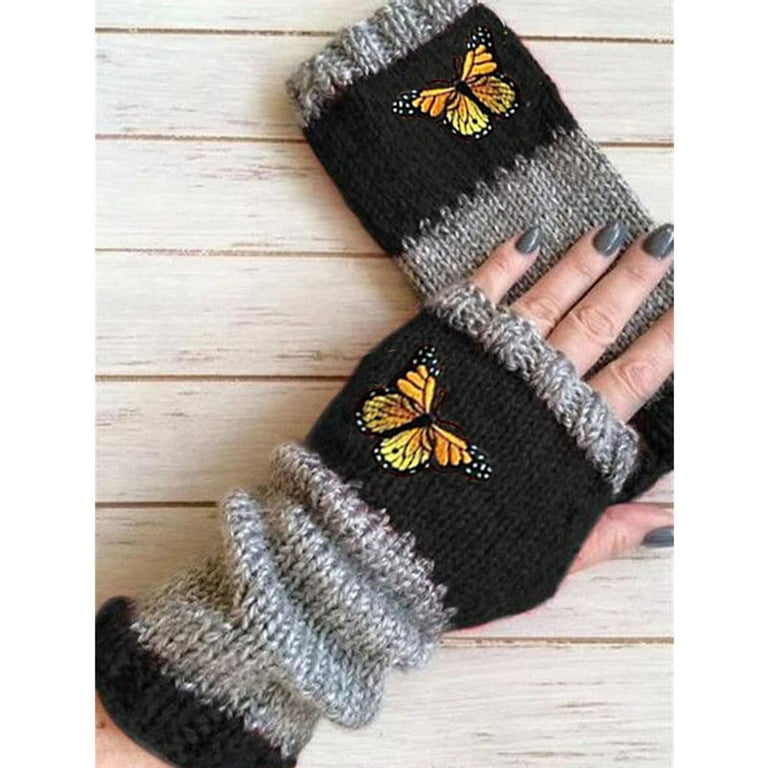 Handmade Warm Hook Gloves Woolen Flower Small Women Gloves Cotton Hand  Gloves