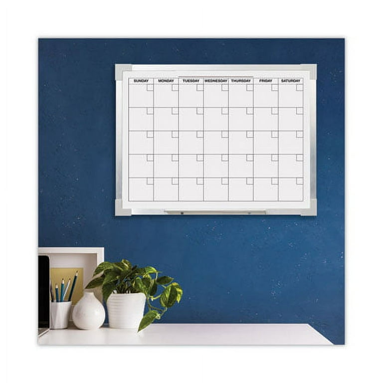Framed Calendar Dry Erase Board, 24 x 18, White Surface, Silver Aluminum Frame Framed Calendar Dry Erase Board, 24 x 18, White Surface, Silver Aluminum Frame