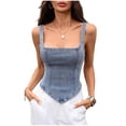 thumbnail image 2 of AUNVITO Women's Denim Square Neck Sleeveless Tank Top Casual and Fashionable, 2 of 8