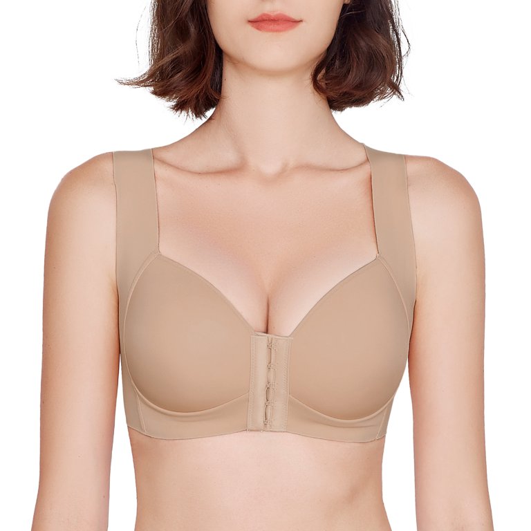 FallSweet Front Close Bra for Women Push Up Wirefree Bra Seamless No Dig  Comfort Brassiere (Beige,32B) at  Women's Clothing store