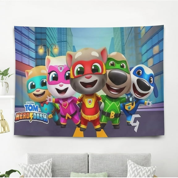 Tapestry for Talking Tom wall hanging Bedroom Dorm Funny Backgrounds Banner Party Poster Wall Art Decorations Kids Girls Teens Gifts Funny 40×60 inch