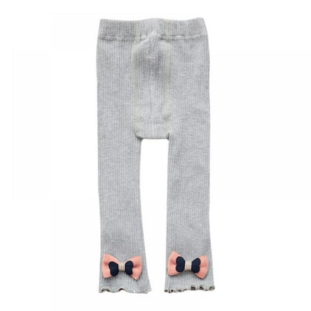 

Hazel Tech Autumn Winter Kids Girls Knitted Leggings Children Bowknot Design Legging Pant