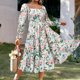 thumbnail image 1 of Vestido Vestido de manga acampanada para mujer Vestido largo de verano con estampado floral y espalda abierta Kuymtek Blanco T M para Mujer, 1 of 8