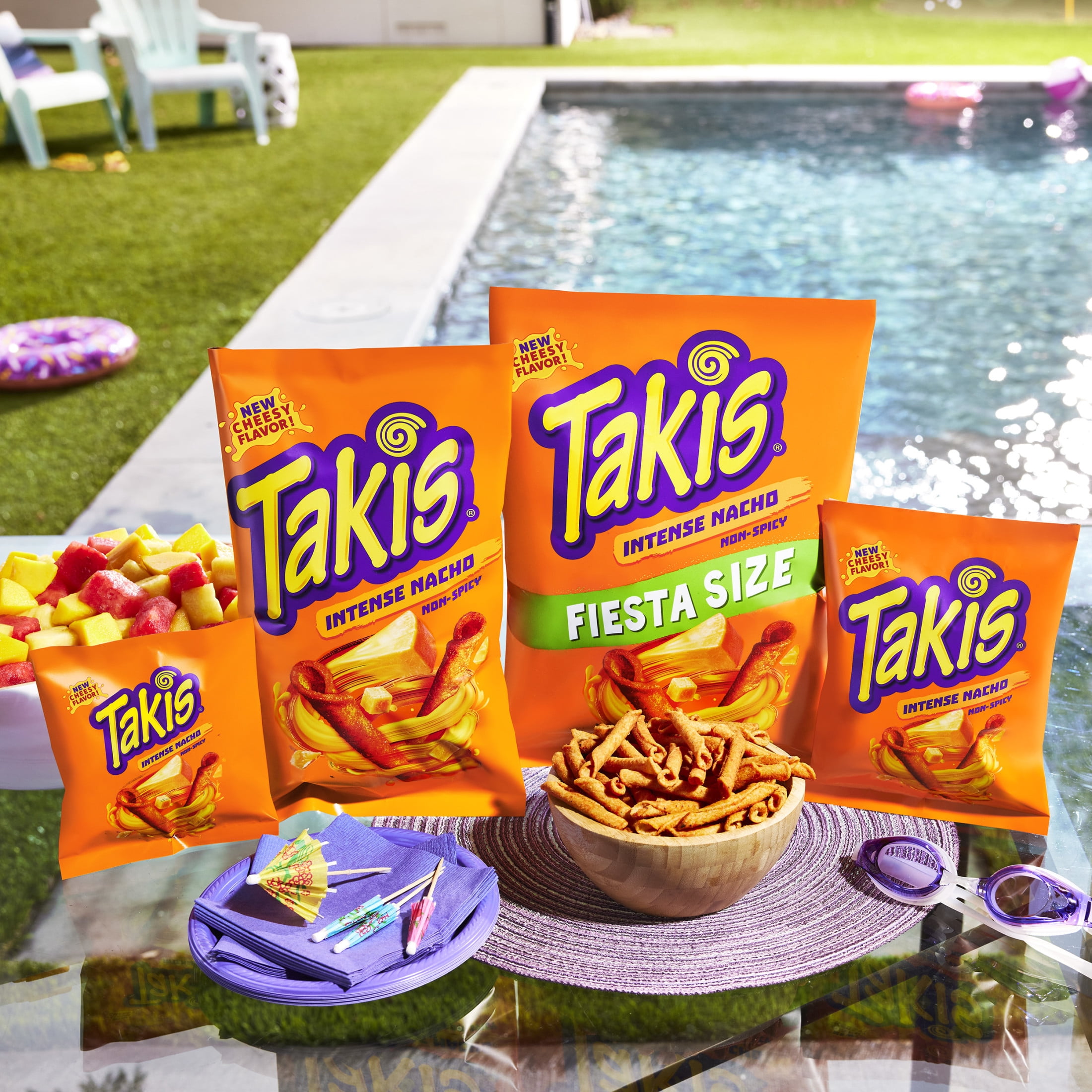 (4 pack) Takis Intense Nacho 9.9 oz Sharing Size Bag, Cheese Rolled Tortilla Chips