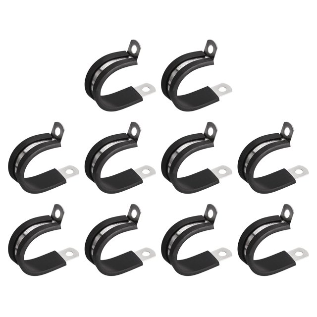 20 Uds 1-1/32 Pulgadas(26 mm) Cable Abrazadera 304 Acero Inoxidable Caucho Acolchado Aislado Abrazadera R Forma Metal Abrazadera para Tubo Tubería Alambre