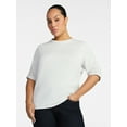 thumbnail image 2 of Time and Tru Women's Ruched Elbow Sleeve Tee, Sizes XS-XXXL, 2 of 6