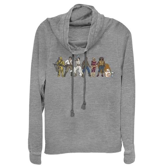 Junior's Star Wars: The Rise of Skywalker Rebel Line  Cowl Neck Sweatshirt Gray Heather Medium