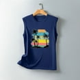 thumbnail image 4 of Jewelreauty Women Casual High Neck Tank Tops Summer Sleeveless Graphic Tunic Tee Workout Gym Blouses (M, Navy), 4 of 5