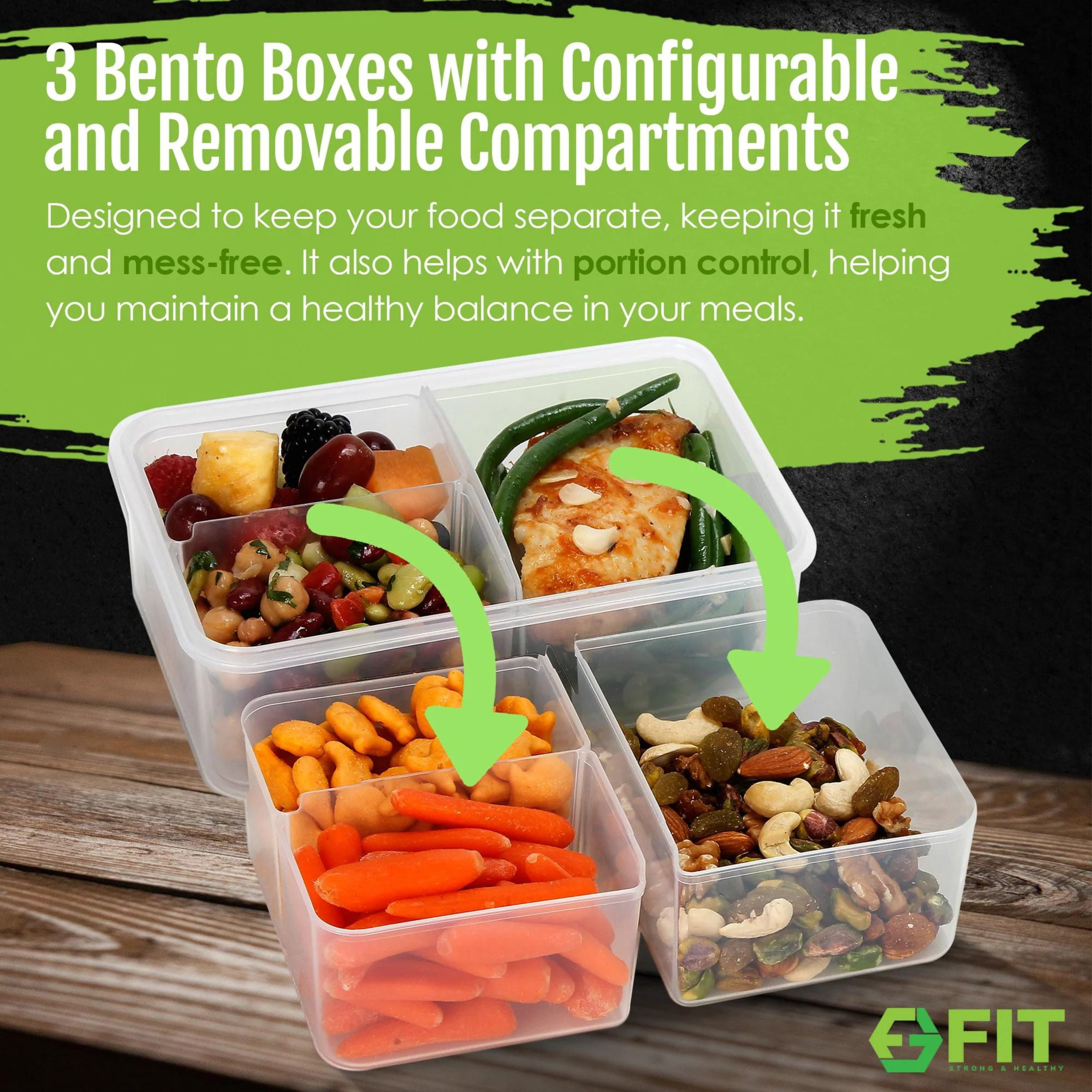 Bento Box Adult Lunch Box and Stackable Snack Containers Set (7 Pack: 3 x 39oz + 2 x 17oz + 2 x 6oz) - Bento Lunch Box for Kids, Bento Boxes for Adults, Small Food Containers with lids, Plastic
