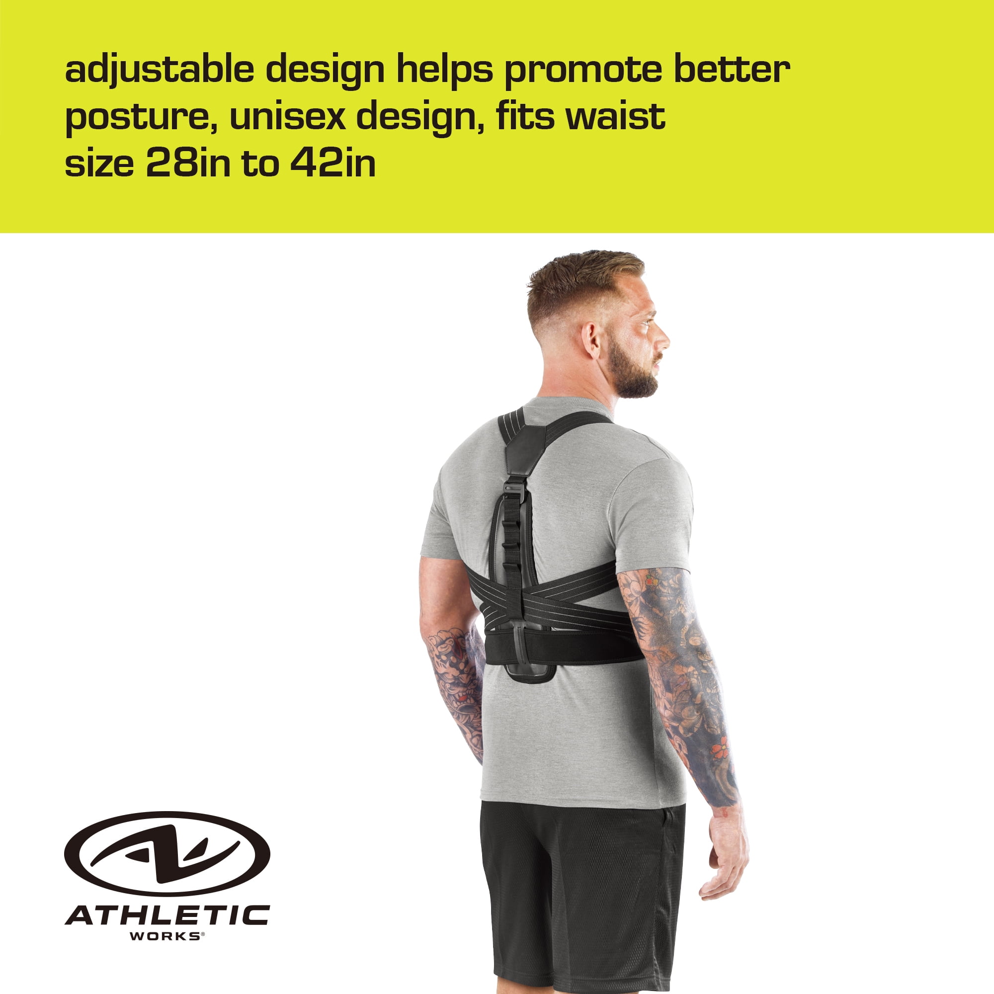 Athletic Works Posture Support Harness Adjustable High Quality Fits Waist Range 28in to 42in