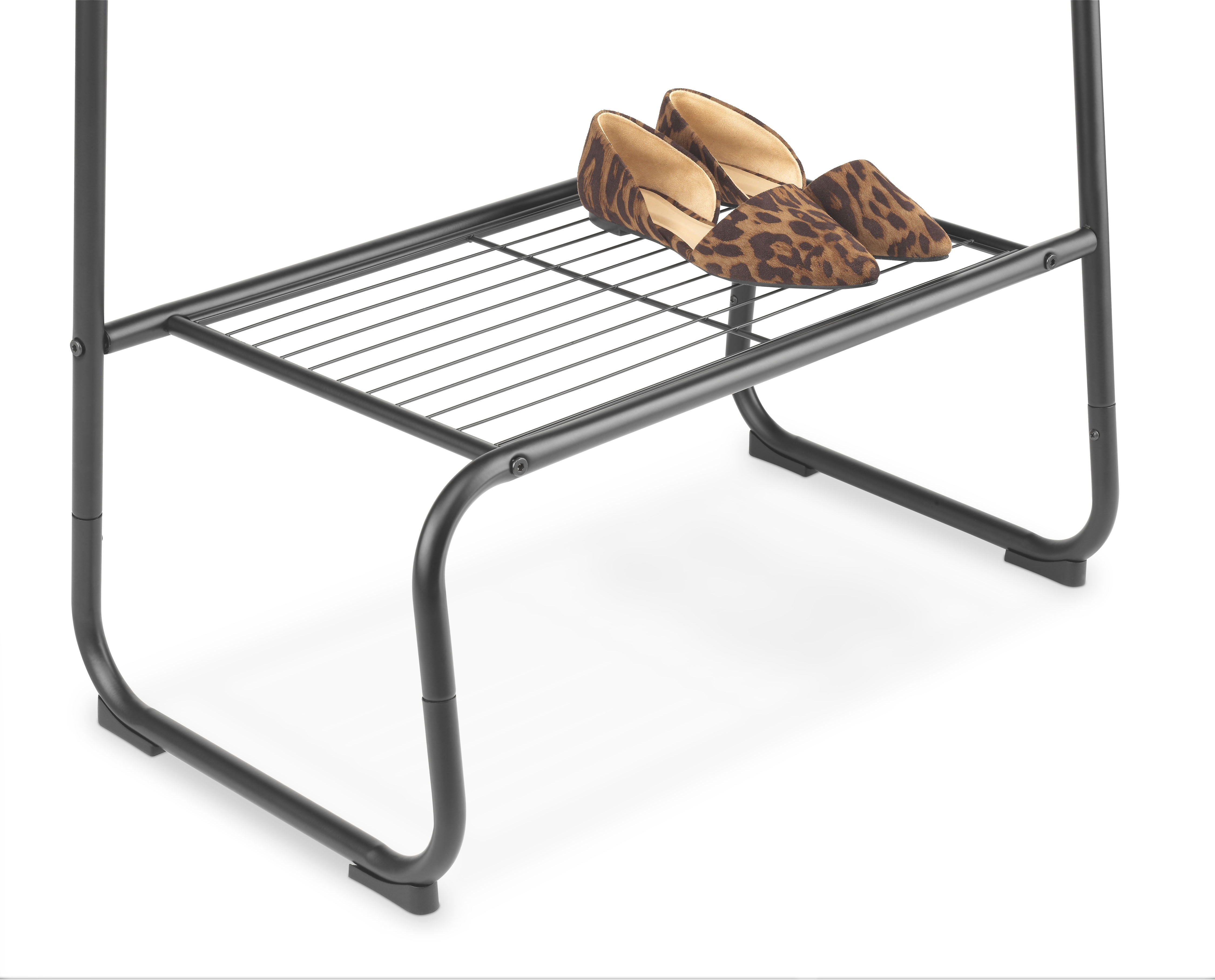 Whitmor Garment Rack with Shelf Matte Black
