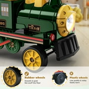 TOKTOO 12V Powered Ride on Train for Toddlers, Electric Ride on Car Toys w/ Rubber Wheels, Storage Box, LED Headlight, Music Player, Ideal Gift for Boys Girls, Green