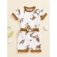 thumbnail image 3 of Suealasg 2Pcs Baby Boys Summer Clothes 6M 1T 2T 3T Toddler Boys Casual Beach Outfits Short Sleeve Ocean Turtle Print T-Shirts Tops and Elastic Waist Shorts Set, 3 of 7