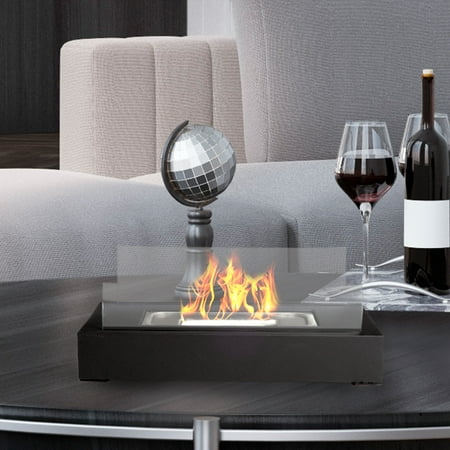 Bio Ethanol Ventless Fireplace-Tabletop Rectangular Real Flame Smokeless Clean Burning Indoor Outdoor Portable Heat-360 View Modern Decor by (Best Way To Clean Fireplace)