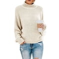 thumbnail image 2 of Suéteres de cuello alto de manga larga para mujer 2023 y2k, jersey holgado de color sólido, tops de talla grande, suéter de punto de cuello alto, ropa de mujer, 2 of 5