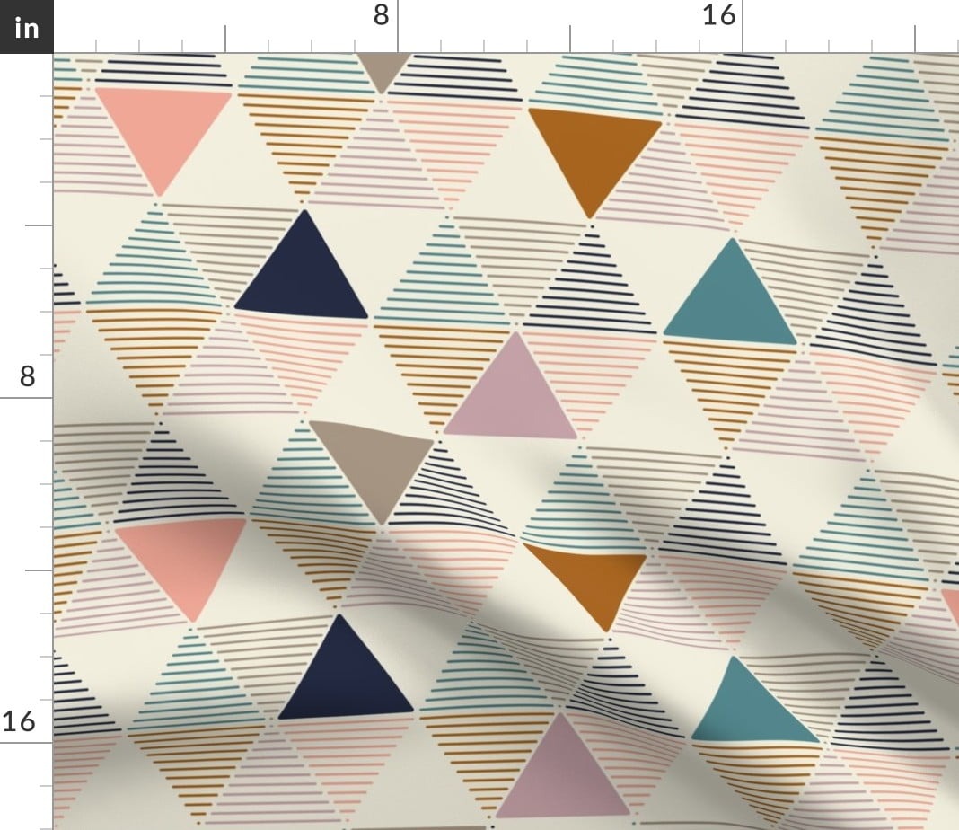 Spoonflower Fabric Modern Geometric Vintage Triangle Stripe Shapes